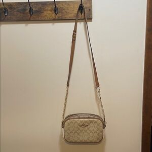 Coach Beige and Brown Crossbody camera Bag